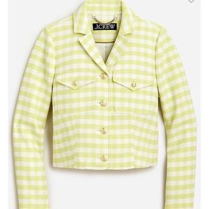 New J.Crew Collared Lady Jacket Blazer Gingham Terry Tweed Stripe Gold Button 18